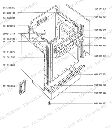 Взрыв-схема плиты (духовки) Aeg 5731V-W - Схема узла H10 Outer Frame